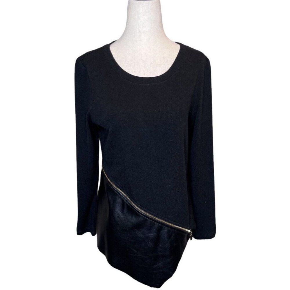 SCAPA Lauren Perre Small Womens Black Long Sleeve Top Gold Zipper